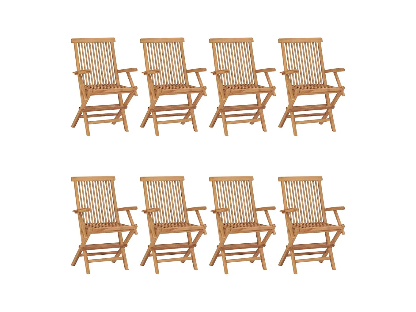 Tuinstoelenset van 8 massief teakhout