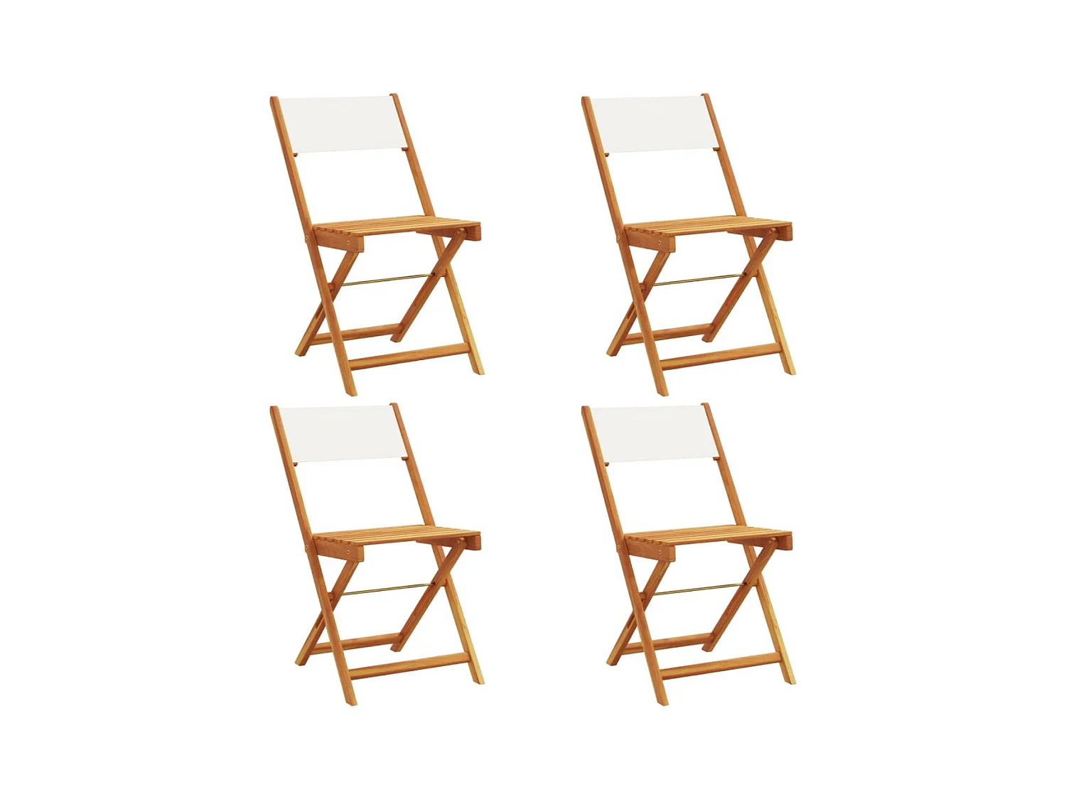Juego de 4 sillas de jardín plegables de tela y madera maciza