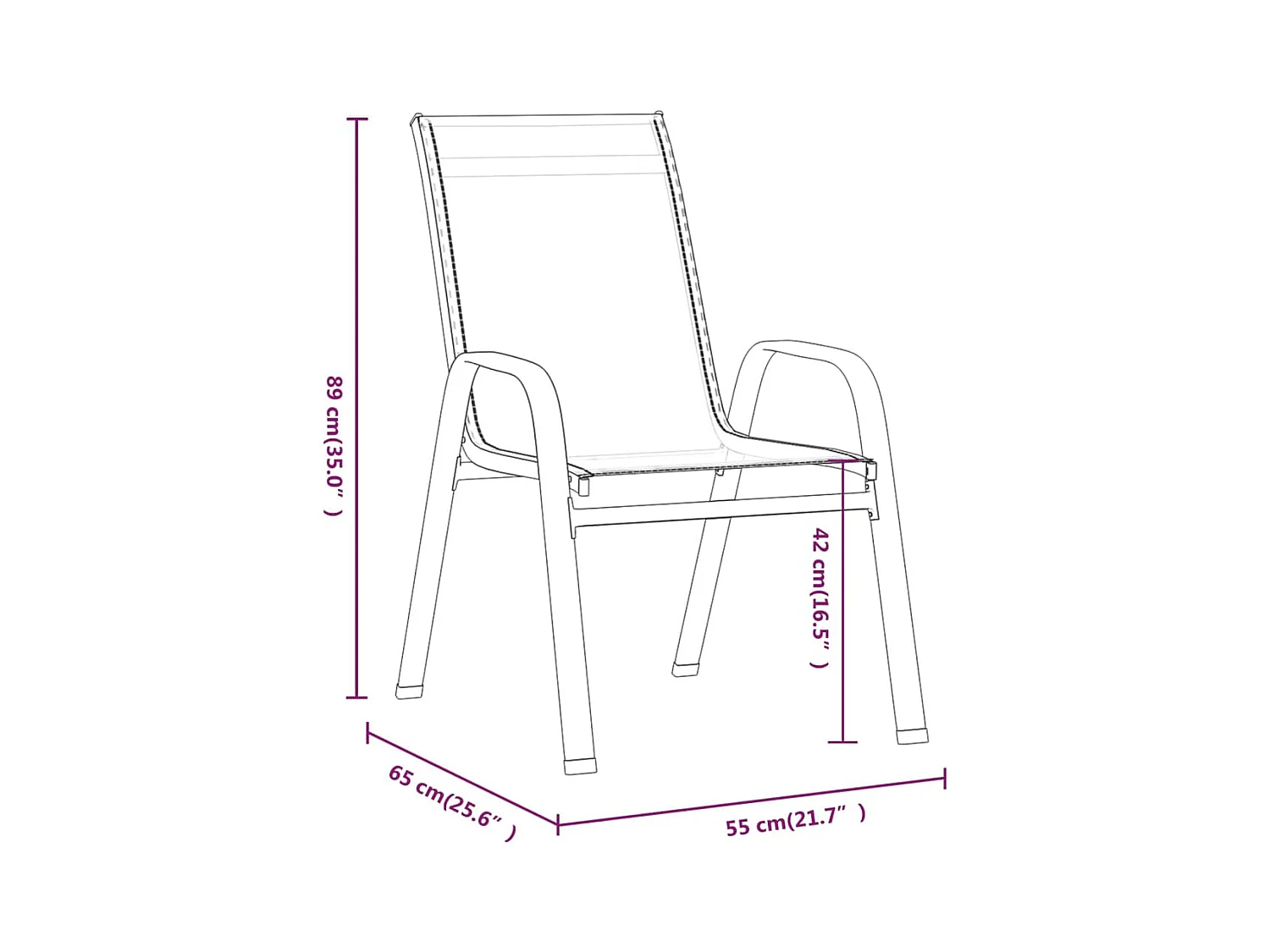 Stapelbare tuinstoelen set van 6 Bruine Textilene stof