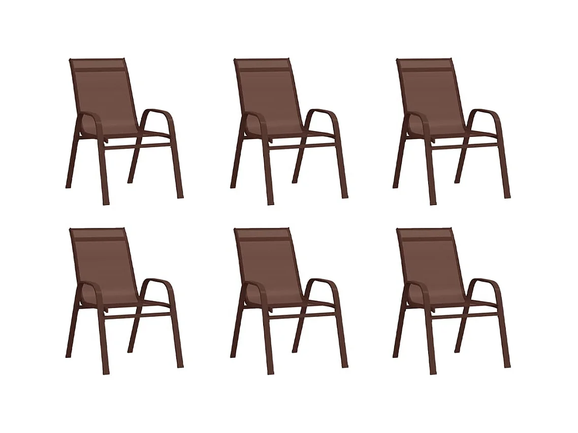 Chaises empilables de jardin lot de 6 Marron Tissu textilène