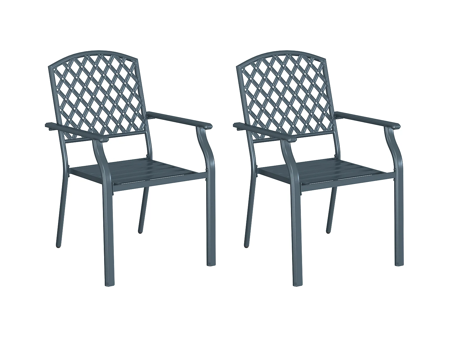 Sillas de jardín apilables de 2 piezas en acero antracita