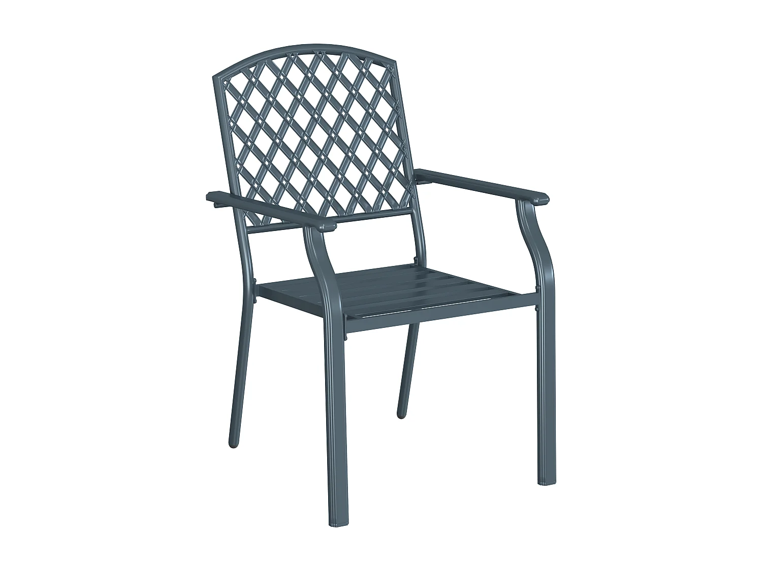 Chaises de jardin 2 pièces empilables en acier anthracite