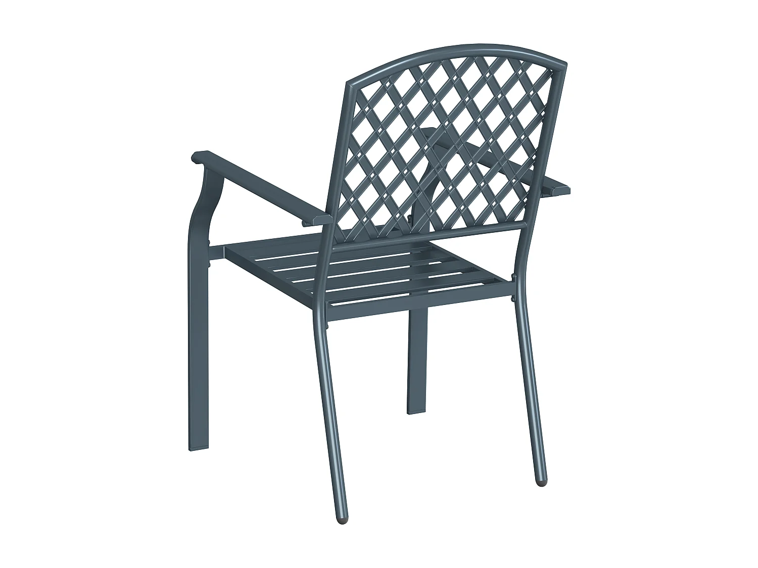 Chaises de jardin 2 pièces empilables en acier anthracite
