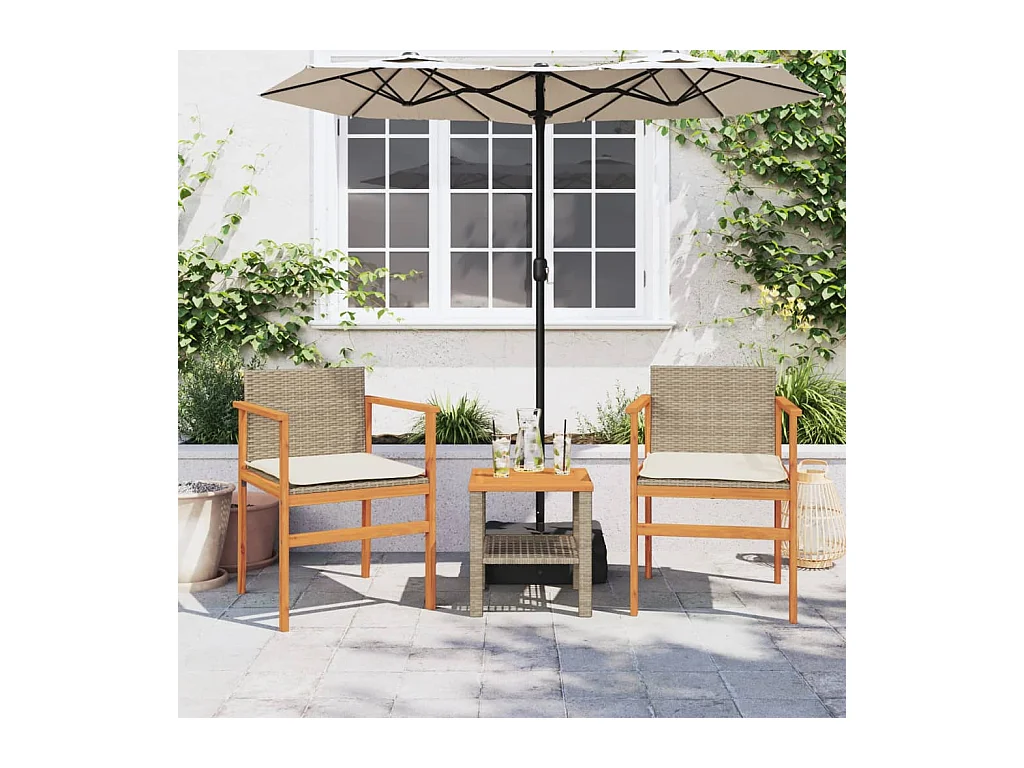 Set di 2 cuscini per sedie da giardino in resina beige e vimini