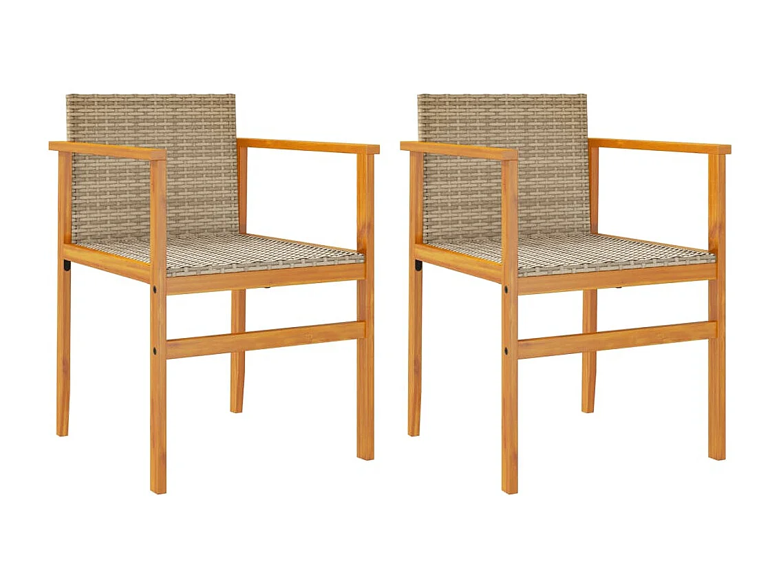 Chaises de jardin coussins lot de 2 beige résine tressée bois