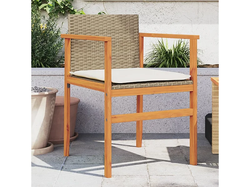 Set di 2 cuscini per sedie da giardino in resina beige e vimini
