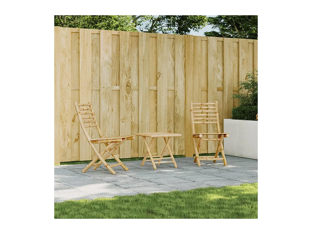 Set di 2 sedie da giardino pieghevoli in bambù 43x54x88 cm
