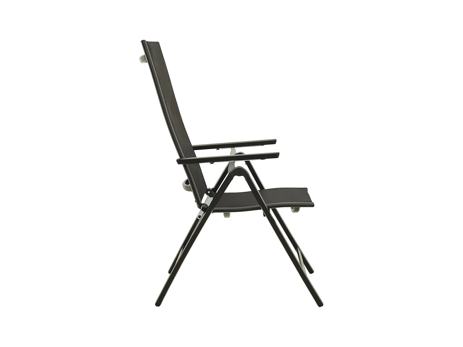 Chaises pliables de jardin lot de 2 Textilène et aluminium Noir