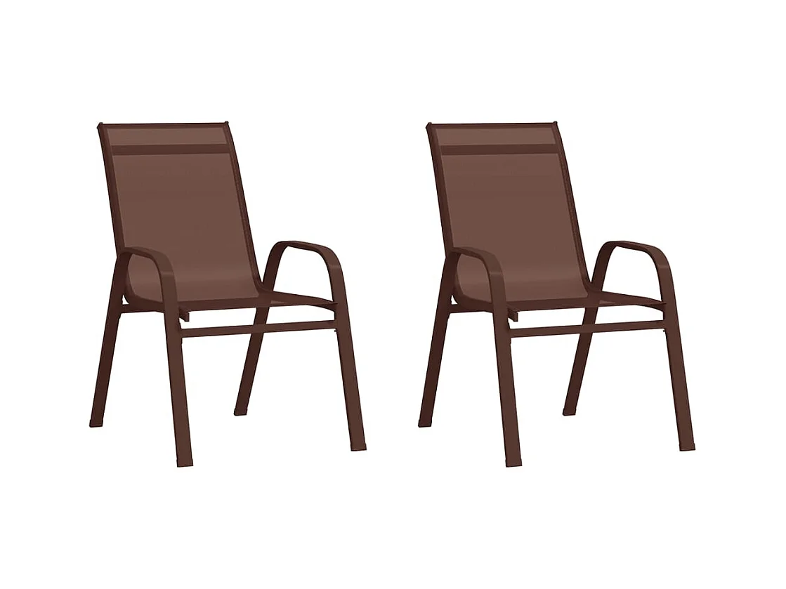 Chaises empilables de jardin lot de 2 Marron Tissu textilène
