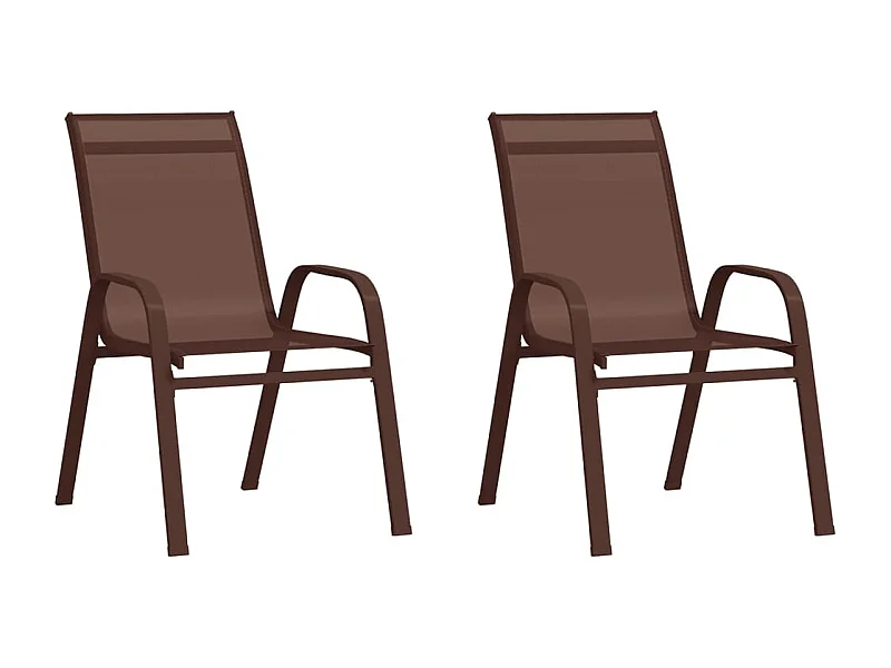 Chaises empilables de jardin lot de 2 Marron Tissu textilène