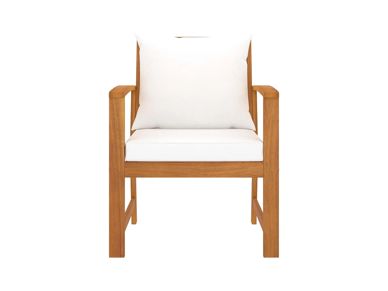 Chaises de jardin lot de 2 et coussin crème Bois acacia massif