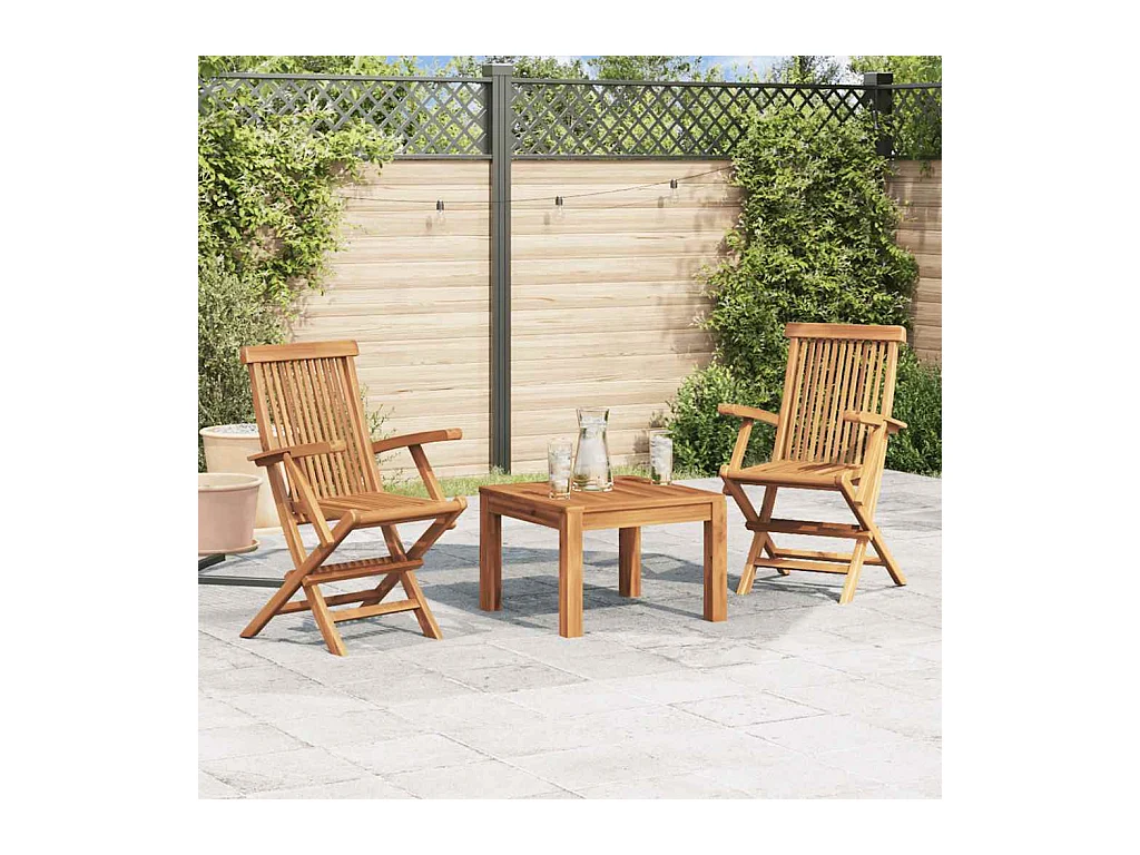 Chaises pliables de jardin lot de 2 Bois de teck solide