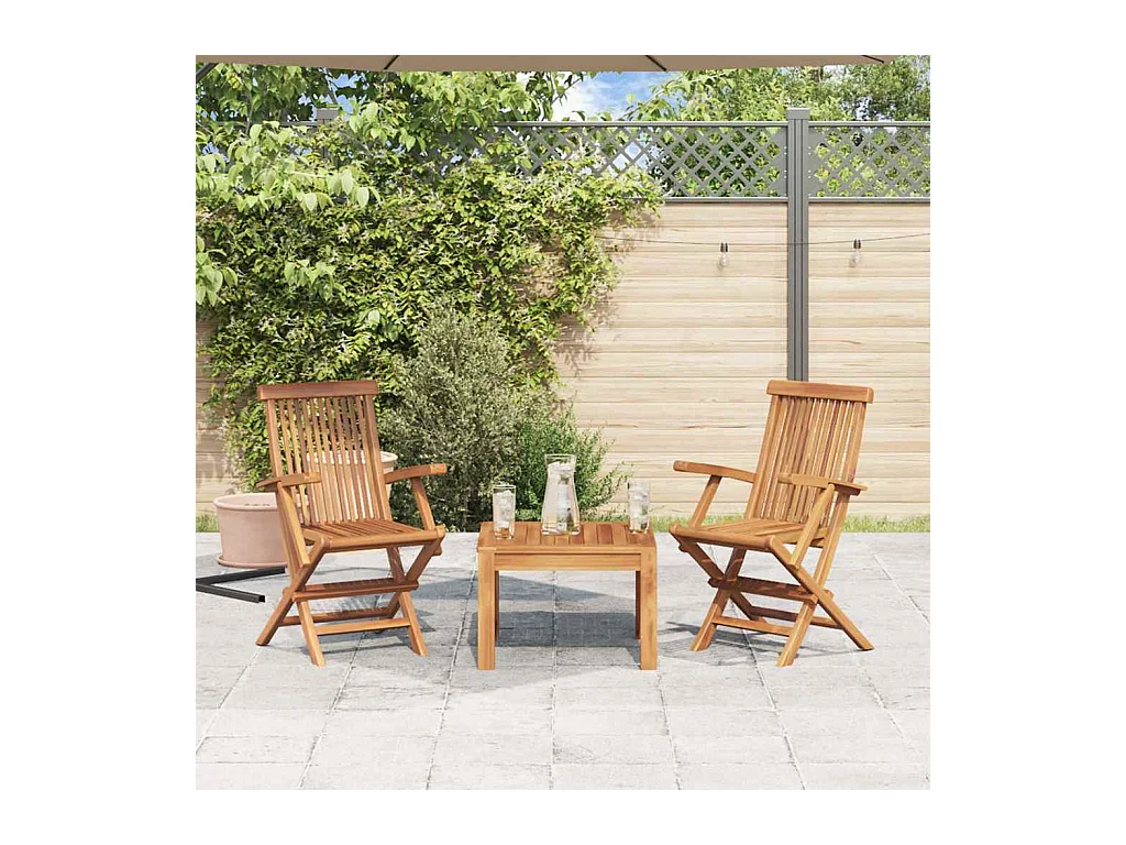 Chaises pliables de jardin lot de 2 Bois de teck solide