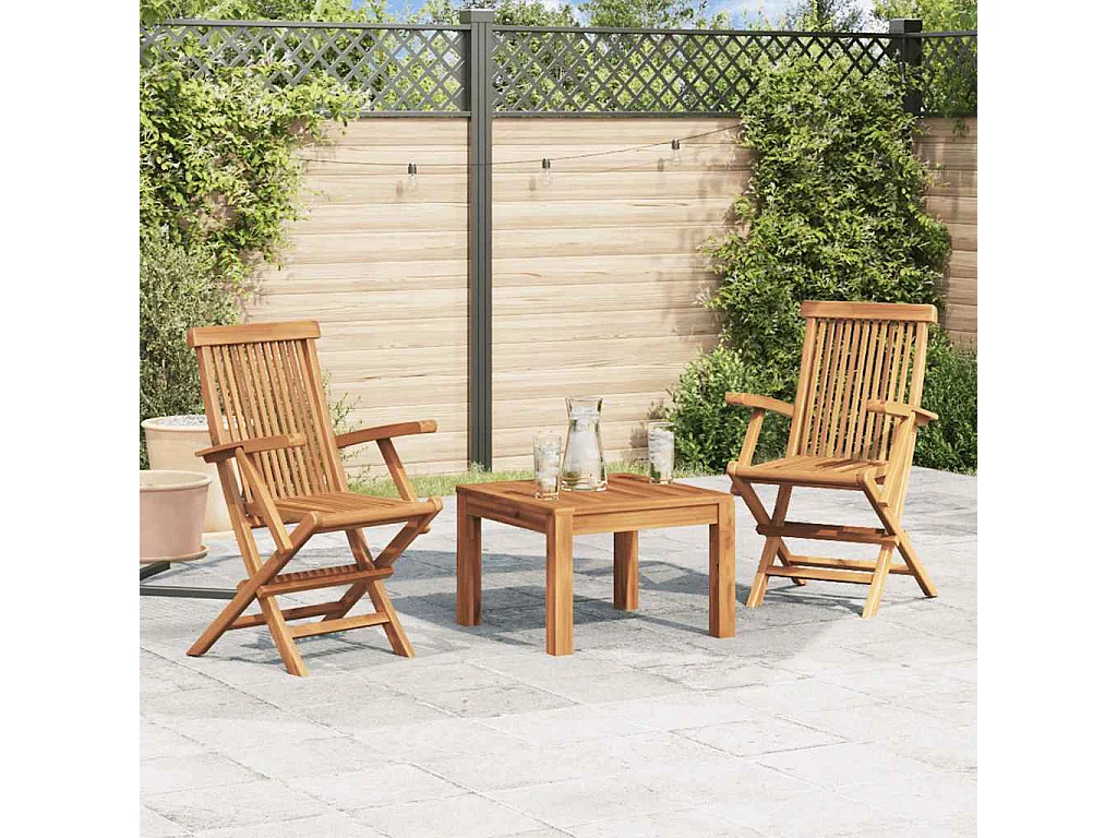 Chaises pliables de jardin lot de 2 Bois de teck solide