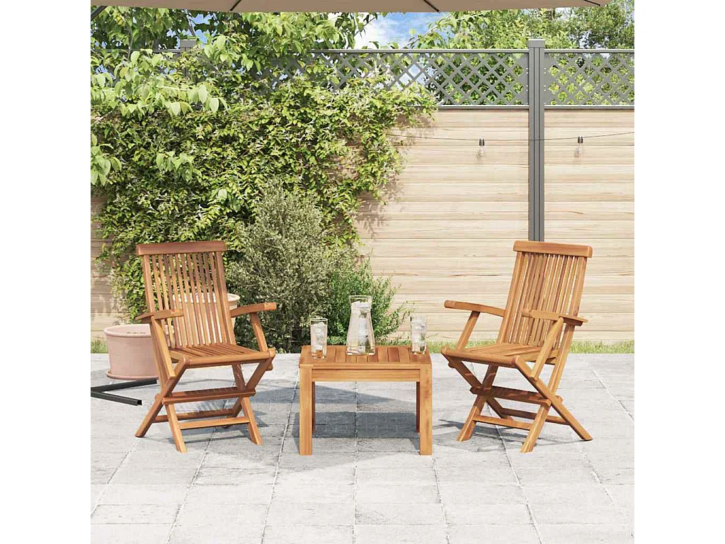 Chaises pliables de jardin lot de 2 Bois de teck solide