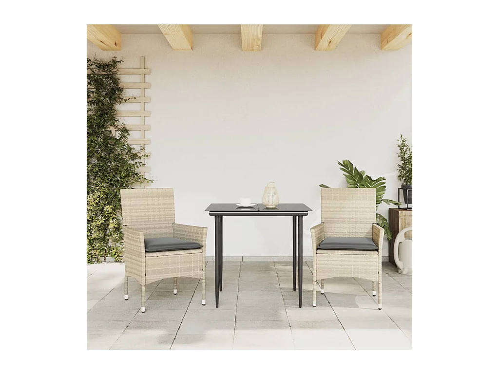 Tuinstoelkussens set van 2 lichtgrijs geweven hars