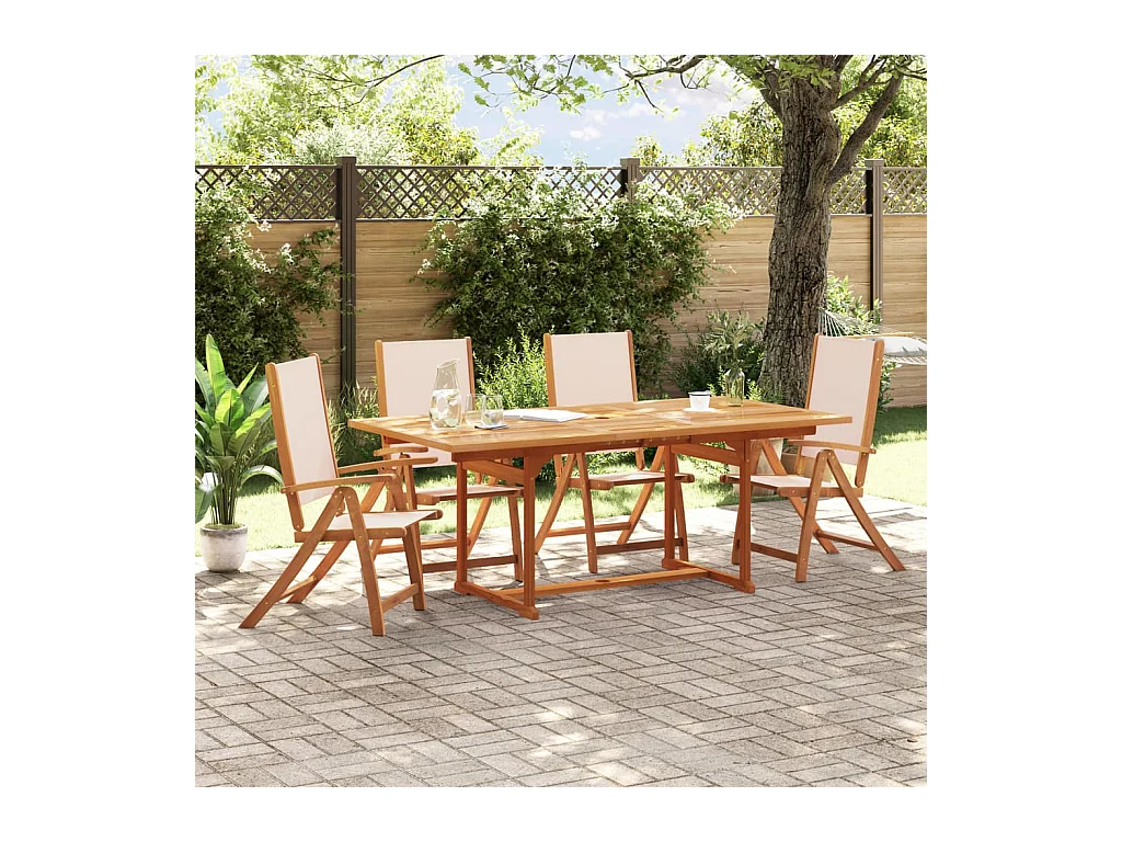 Chaises pliables de jardin lot de 4 bois d'acacia et textilène