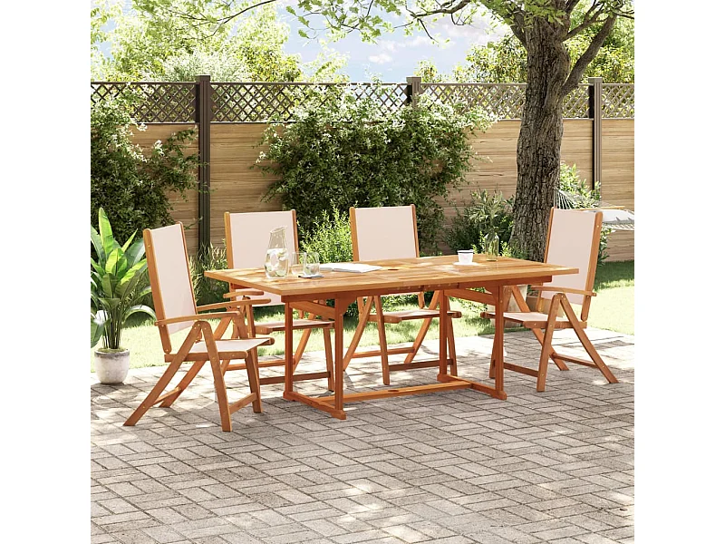 Chaises pliables de jardin lot de 4 bois d'acacia et textilène