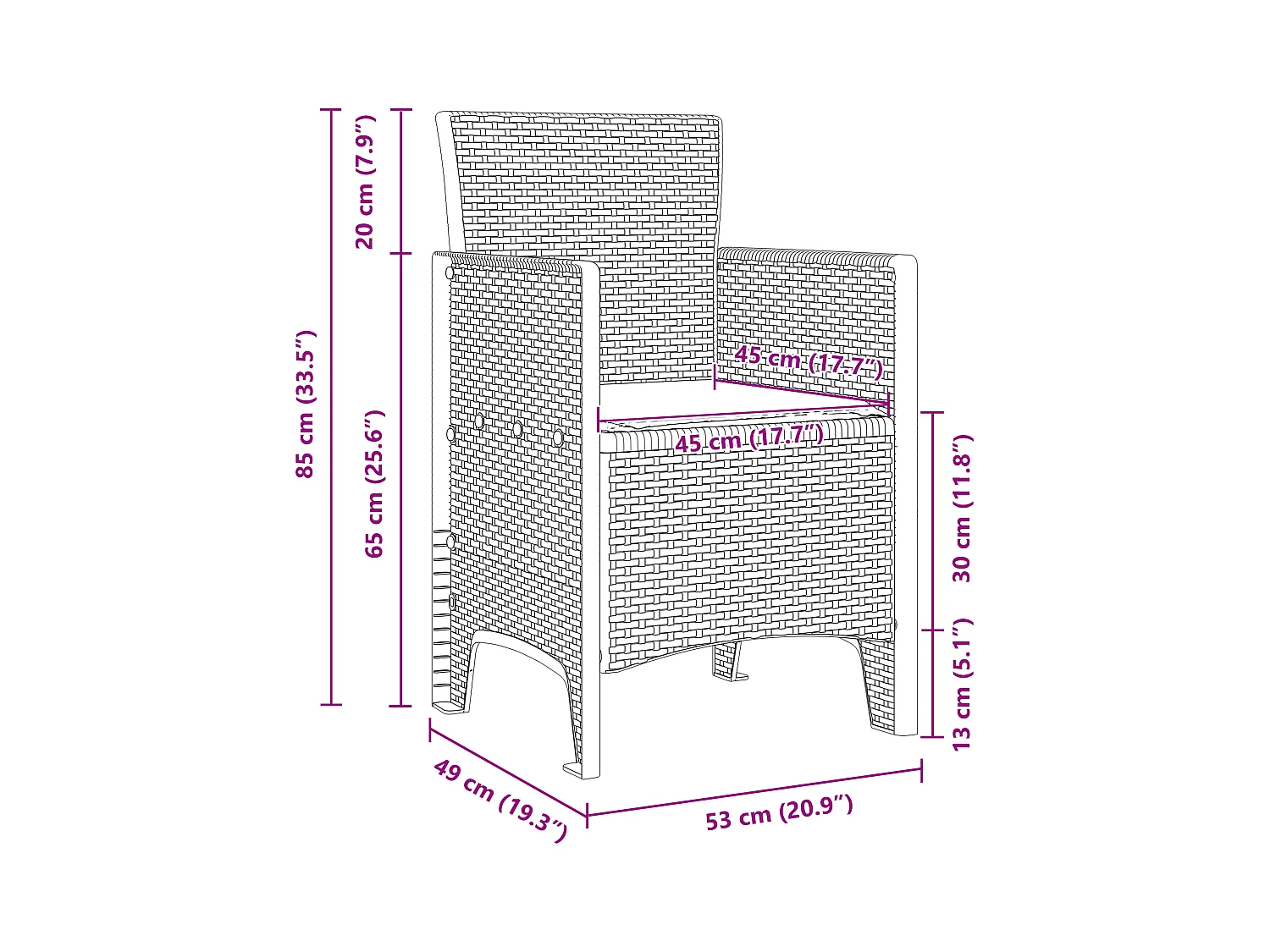 Sedie da giardino con cuscini 2 pezzi in polyrattan bianco
