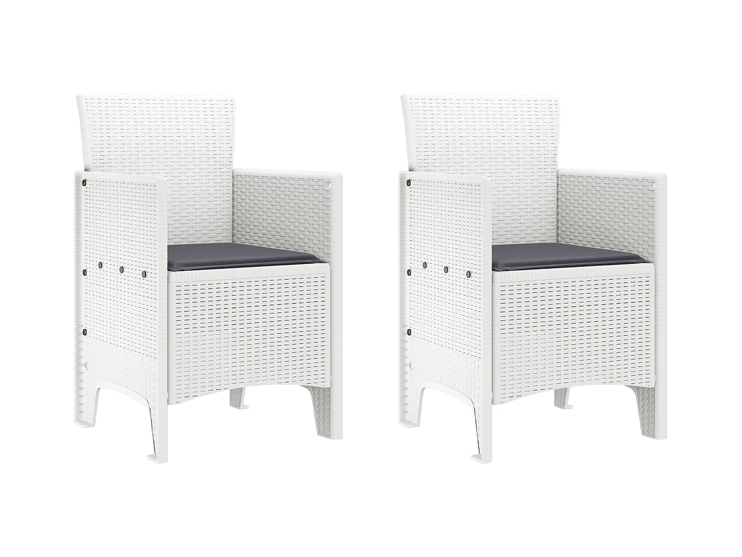 Sedie da giardino con cuscini 2 pezzi in polyrattan bianco