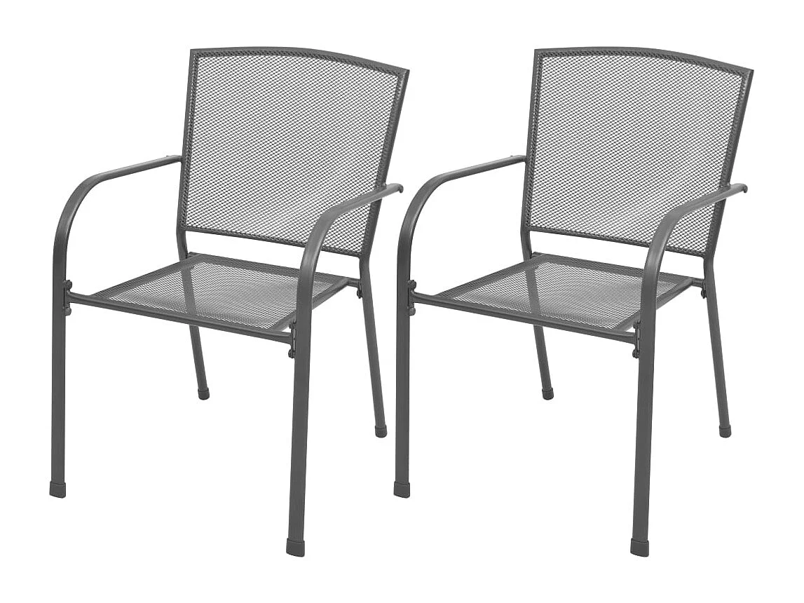 Juego de 2 sillas de jardín apilables de acero gris