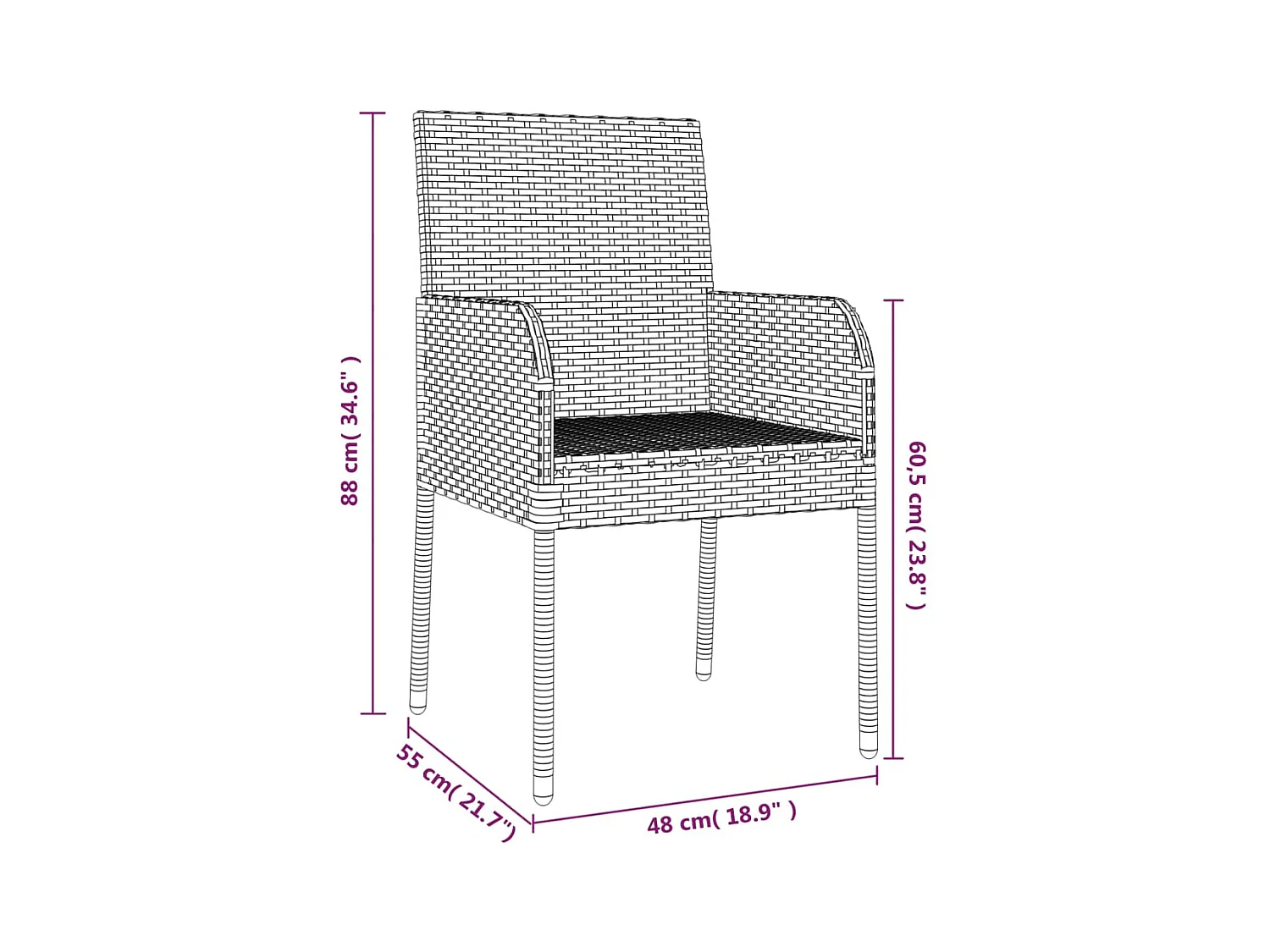 Tuinstoelen met kussens set van 2 Grijs geweven hars