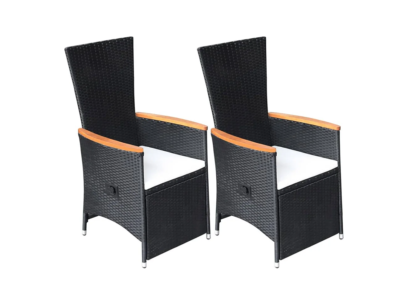 Chaise inclinable de jardin 2pc et coussins Résine tressée Noir