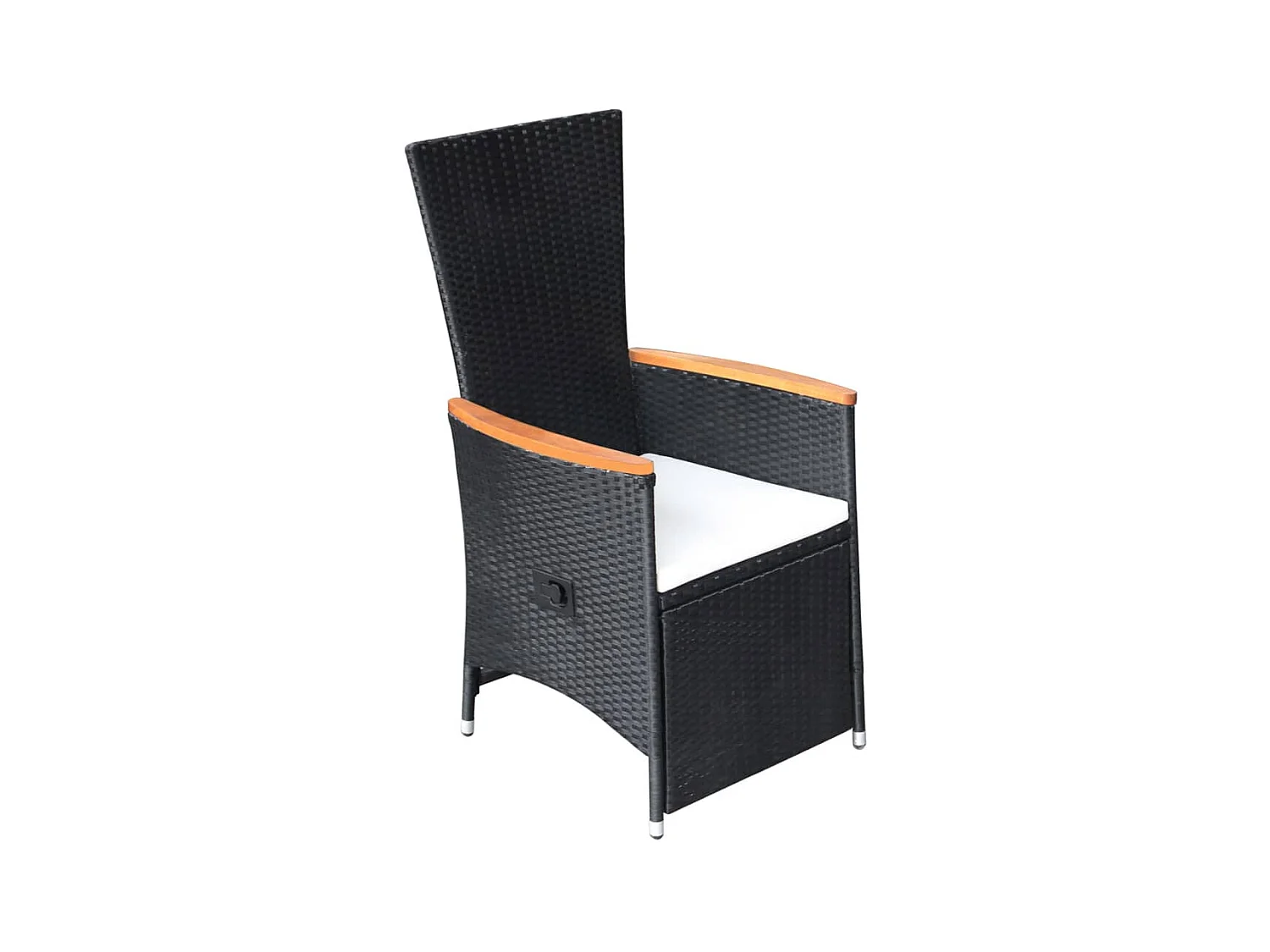 Chaise inclinable de jardin 2pc et coussins Résine tressée Noir