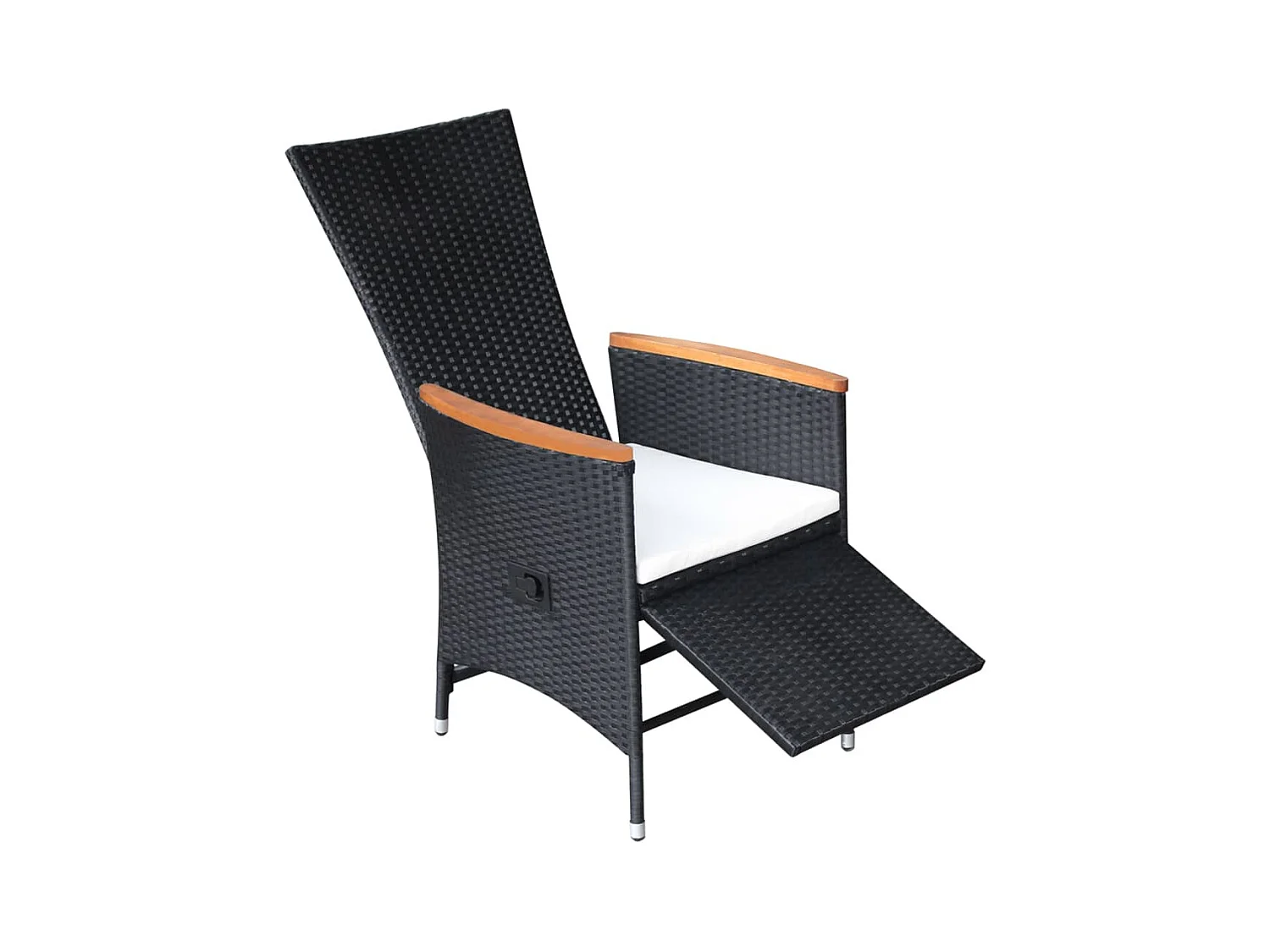 Chaise inclinable de jardin 2pc et coussins Résine tressée Noir
