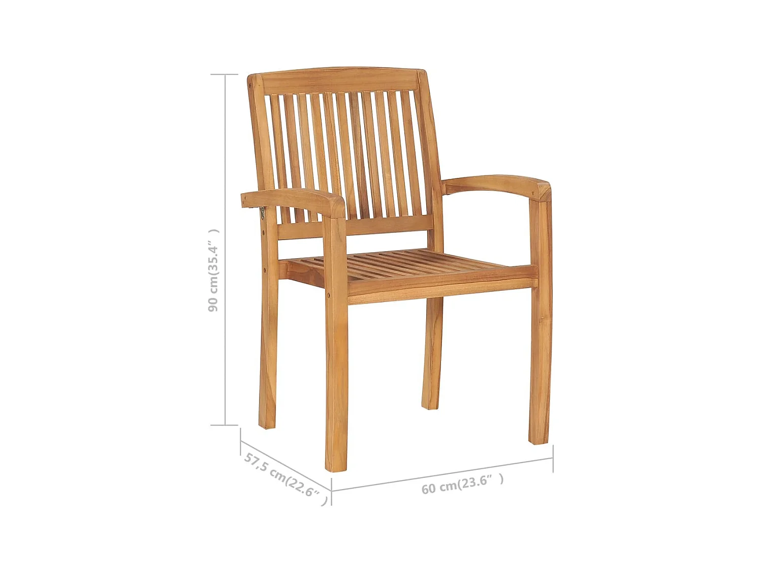 Chaises de jardin empilables 6 pcs Bois de teck solide