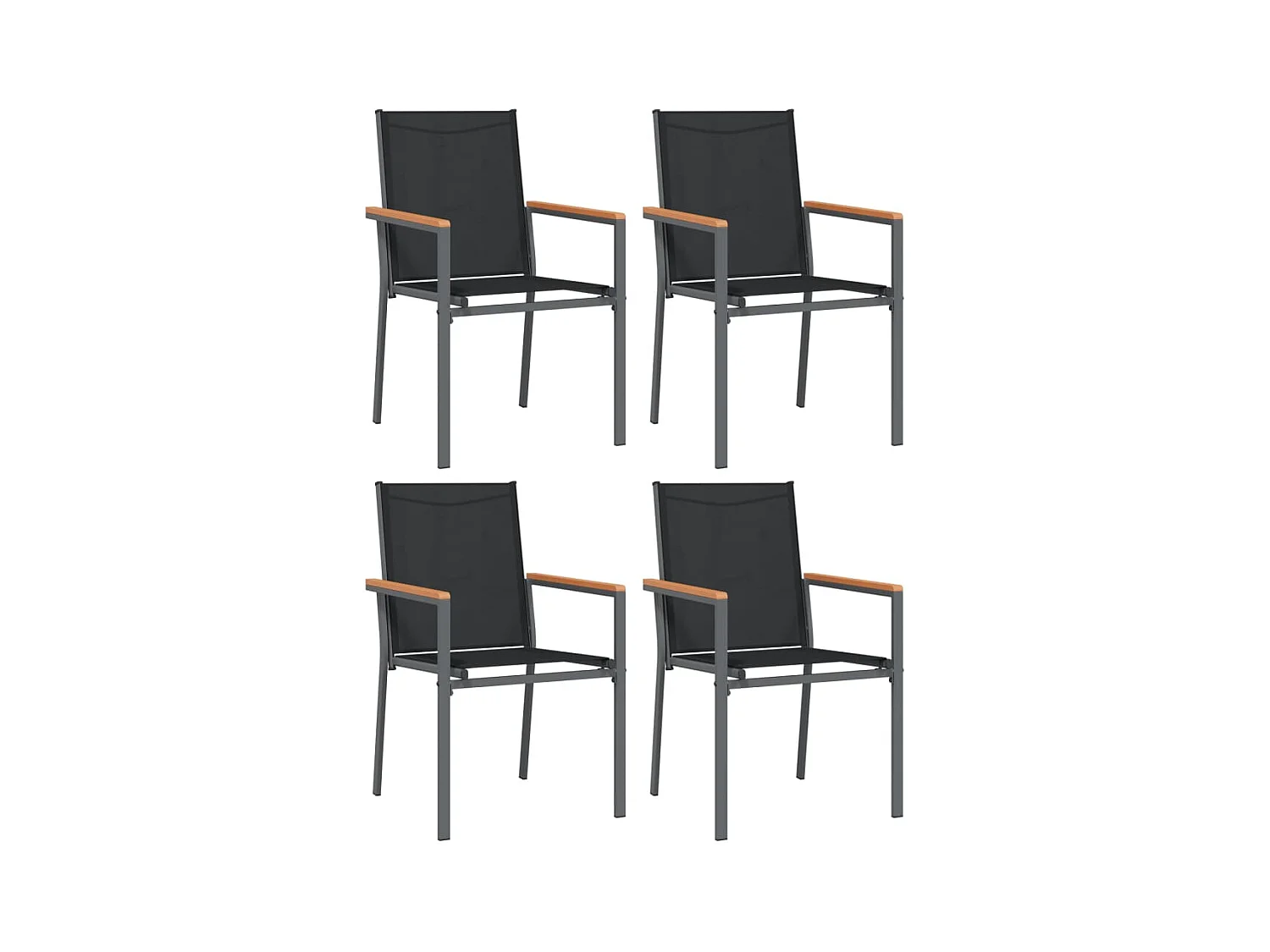 Chaises de jardin lot de 4 noir 55x61,5x90cm textilène et acier