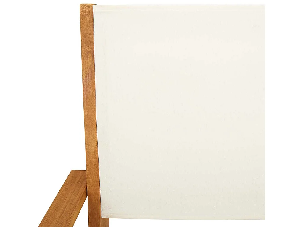Juego de 2 sillas de jardín de madera maciza de acacia color blanco crema y tela.