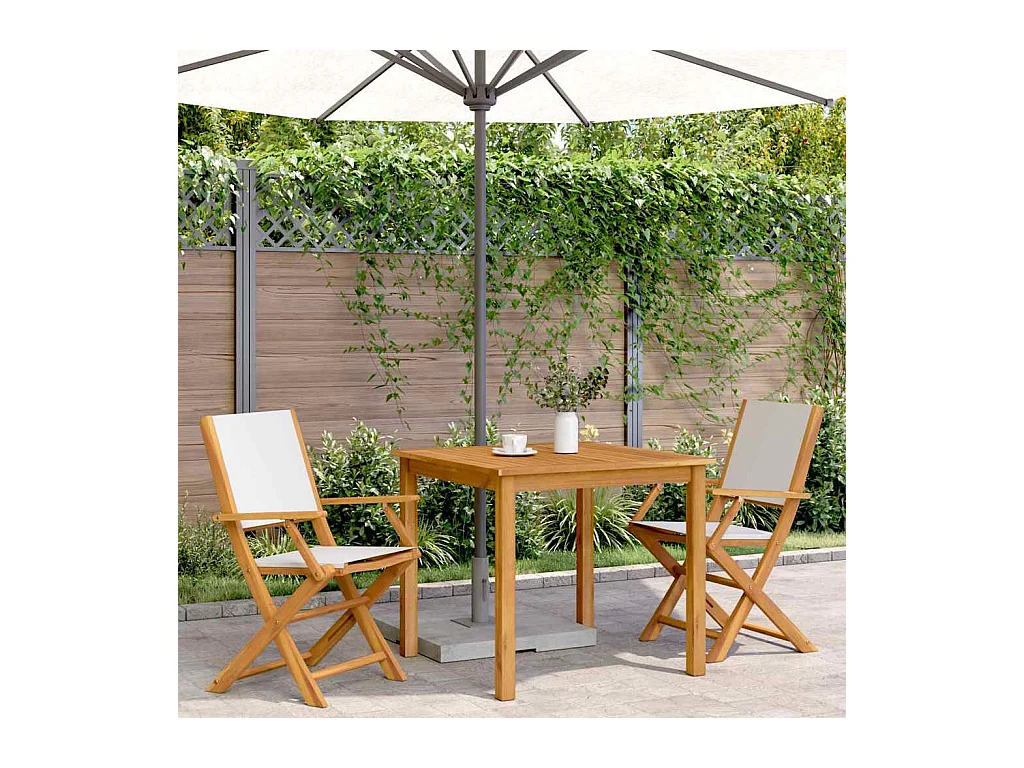 Tuinstoelen set van 2 crèmewit massief acaciahout stof