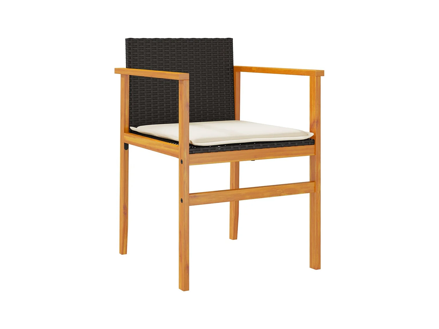 Chaises de jardin coussins lot de 2 noir résine tressée et bois