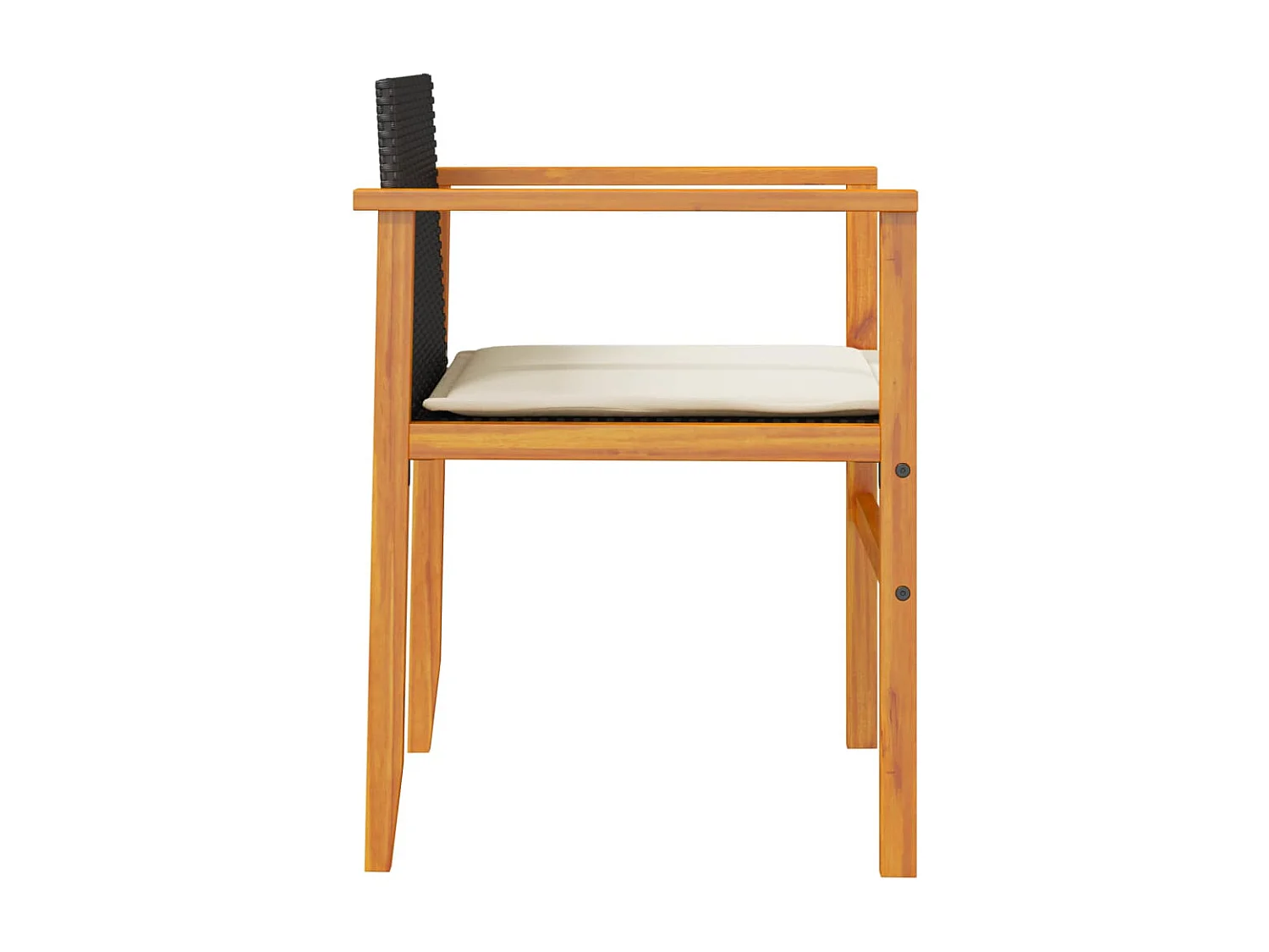 Chaises de jardin coussins lot de 2 noir résine tressée et bois