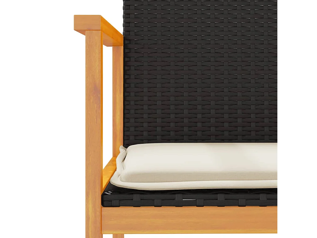 Chaises de jardin coussins lot de 2 noir résine tressée et bois