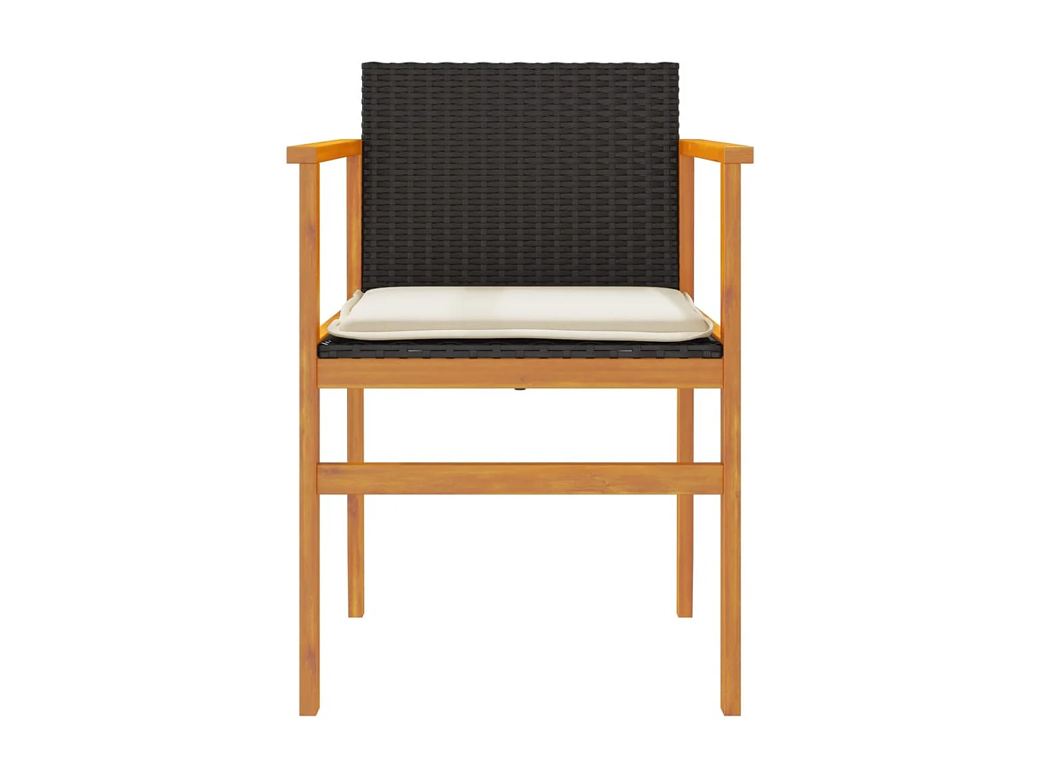 Chaises de jardin coussins lot de 2 noir résine tressée et bois