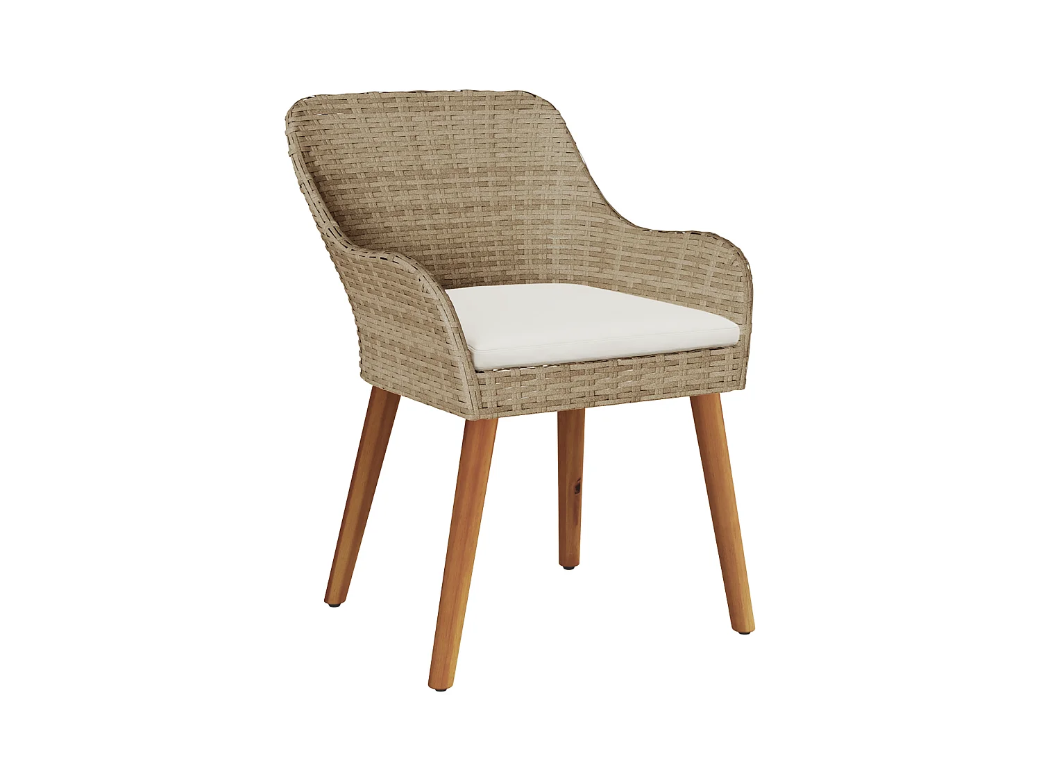 Chaises de jardin avec coussins 2 pcs Beige Poly Rattan