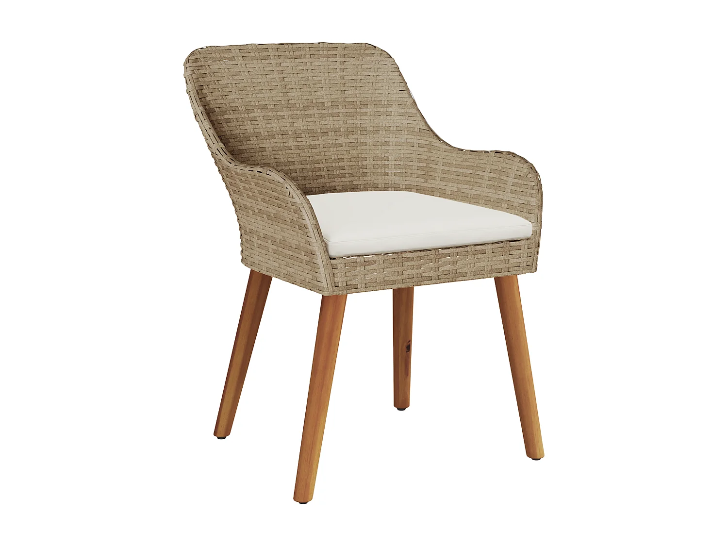 Chaises de jardin avec coussins 2 pcs Beige Poly Rattan