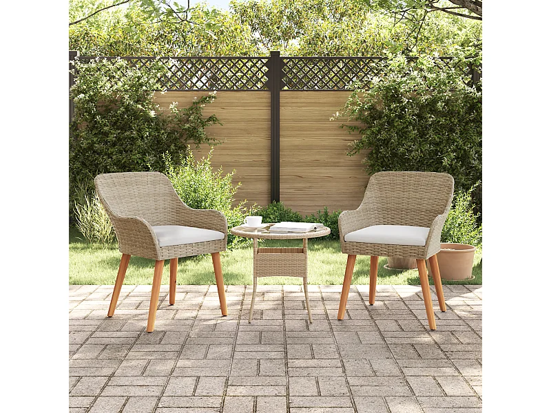 Sedie da giardino con cuscini 2 pezzi Beige Polyrattan