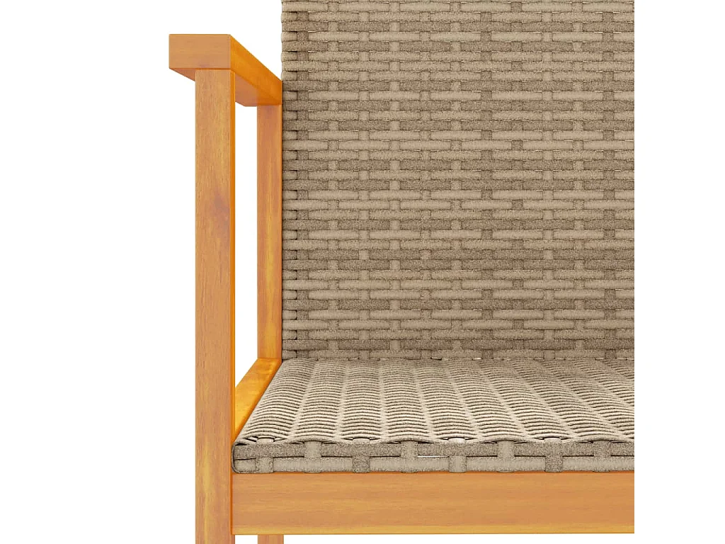 Set van 2 beige tuinstoelen, gevlochten hars en massief hout