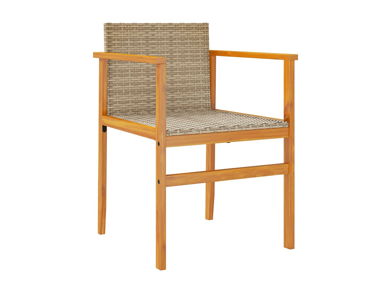 Chaises de jardin lot de 2 beige résine tressée et bois massif