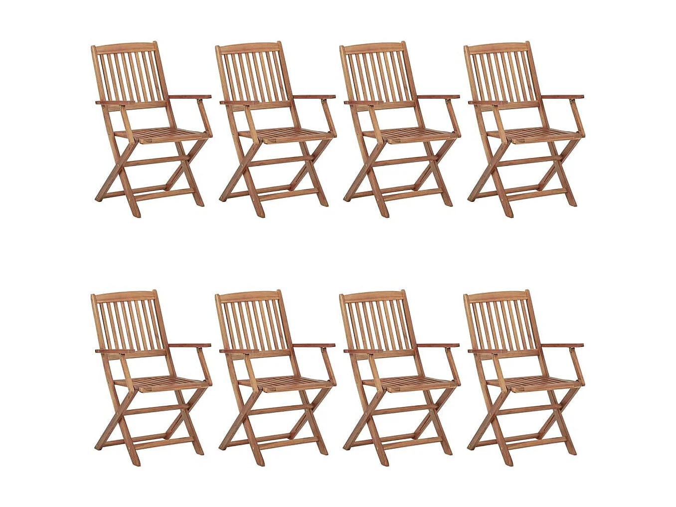 Chaises pliables de jardin lot de 8 avec coussins Bois d'acacia