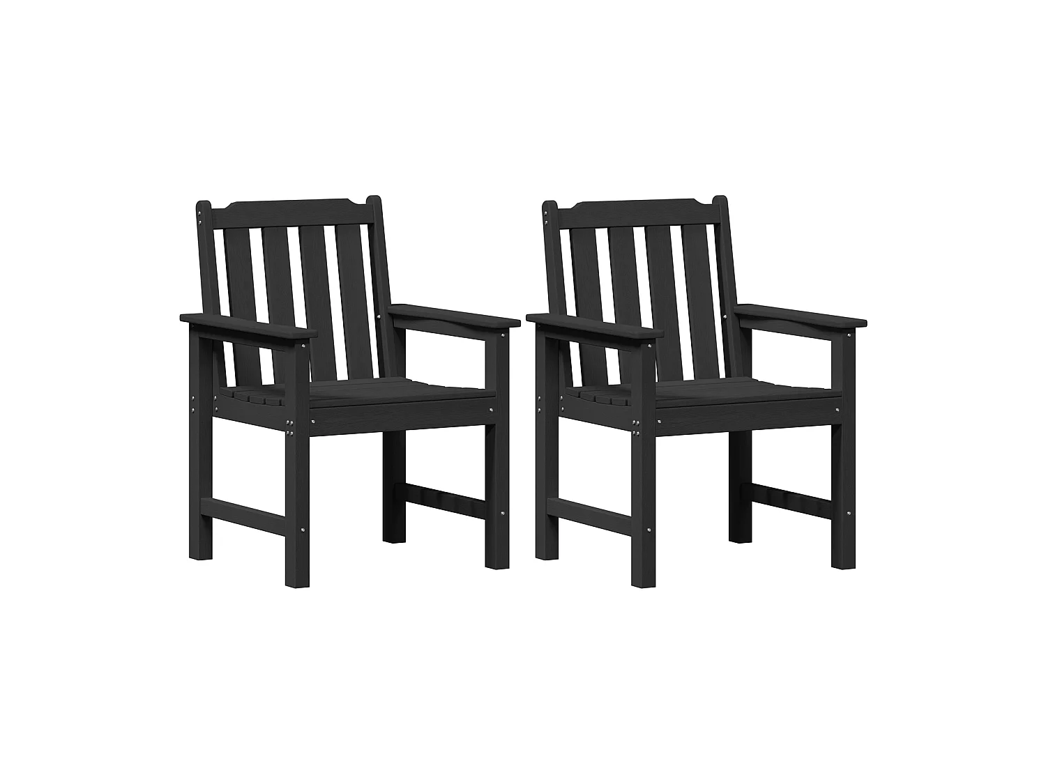 Chaises de jardin 2 pcs Noir HDPE