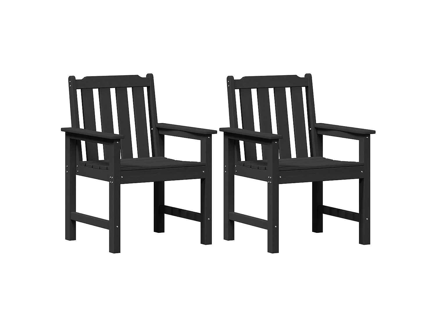 Chaises de jardin 2 pcs Noir HDPE