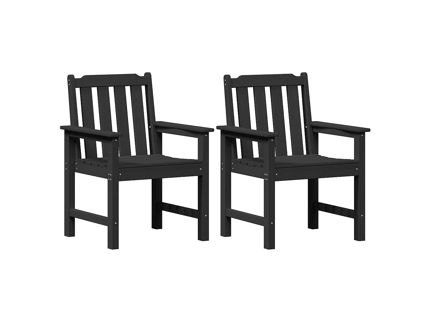 Chaises de jardin 2 pcs Noir HDPE