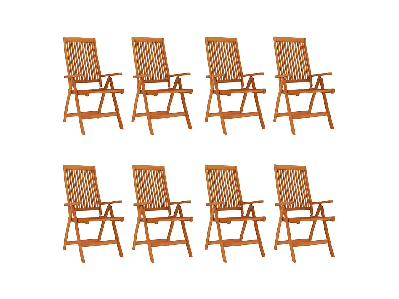 Opvouwbare tuinstoelenset van 8 massief eucalyptushout