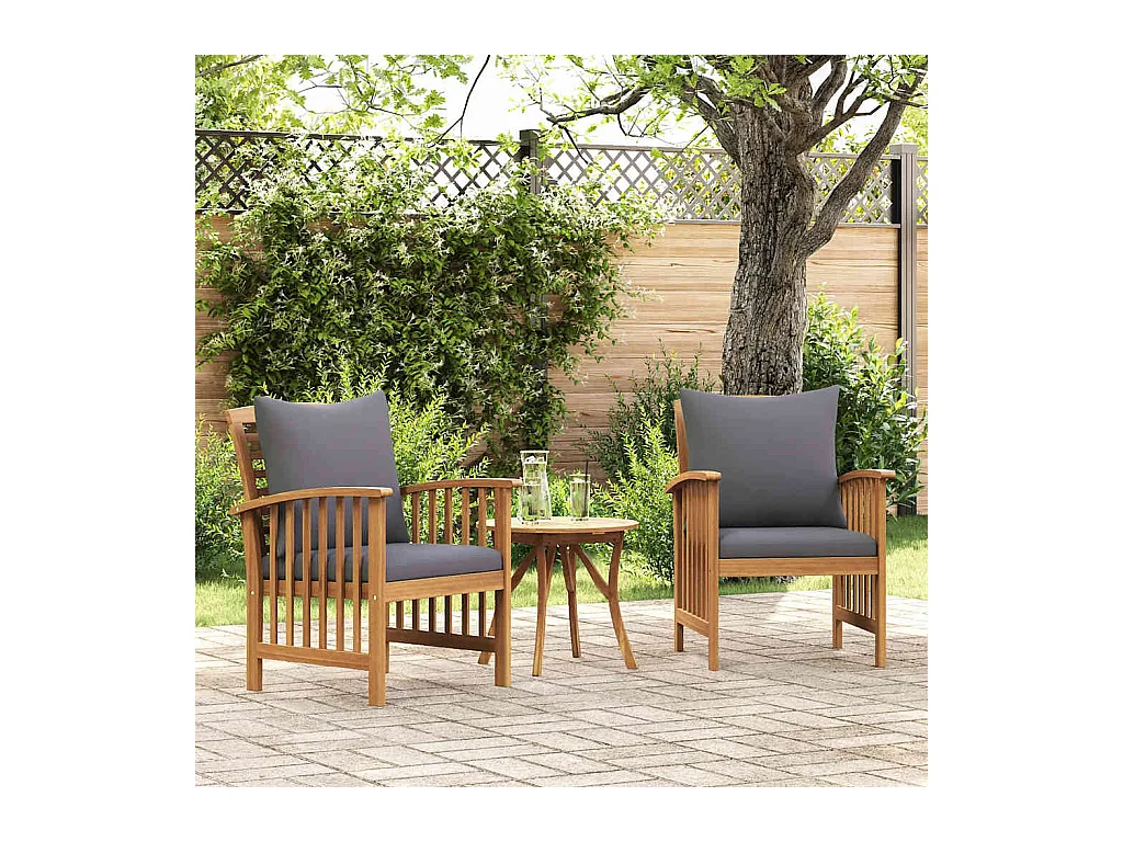 Chaises de jardin avec coussins lot de 2 Bois d'acacia massif