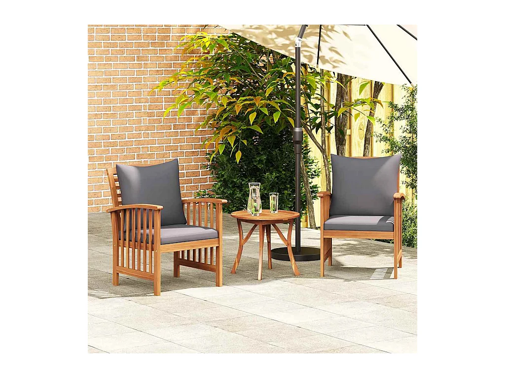 Chaises de jardin avec coussins lot de 2 Bois d'acacia massif