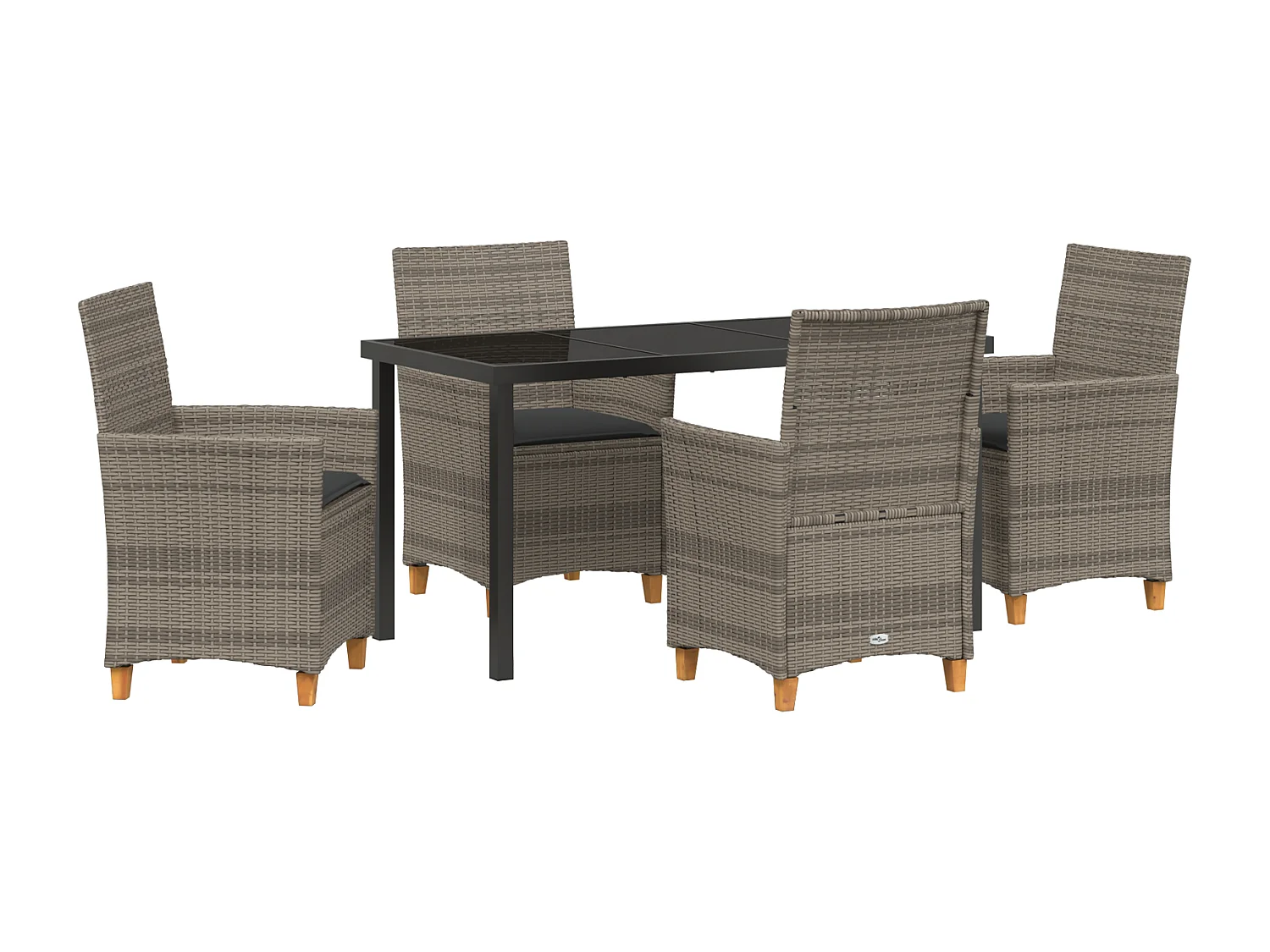 Ensemble de 5 chaises de jardin avec coussins gris en rattan poly
